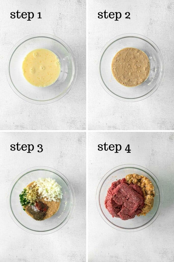 How to make the meat mixture for BBQ meatloaf in 4 easy steps.