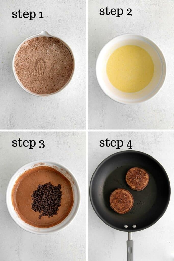 How to make chocolate pancakes in 4 easy steps.