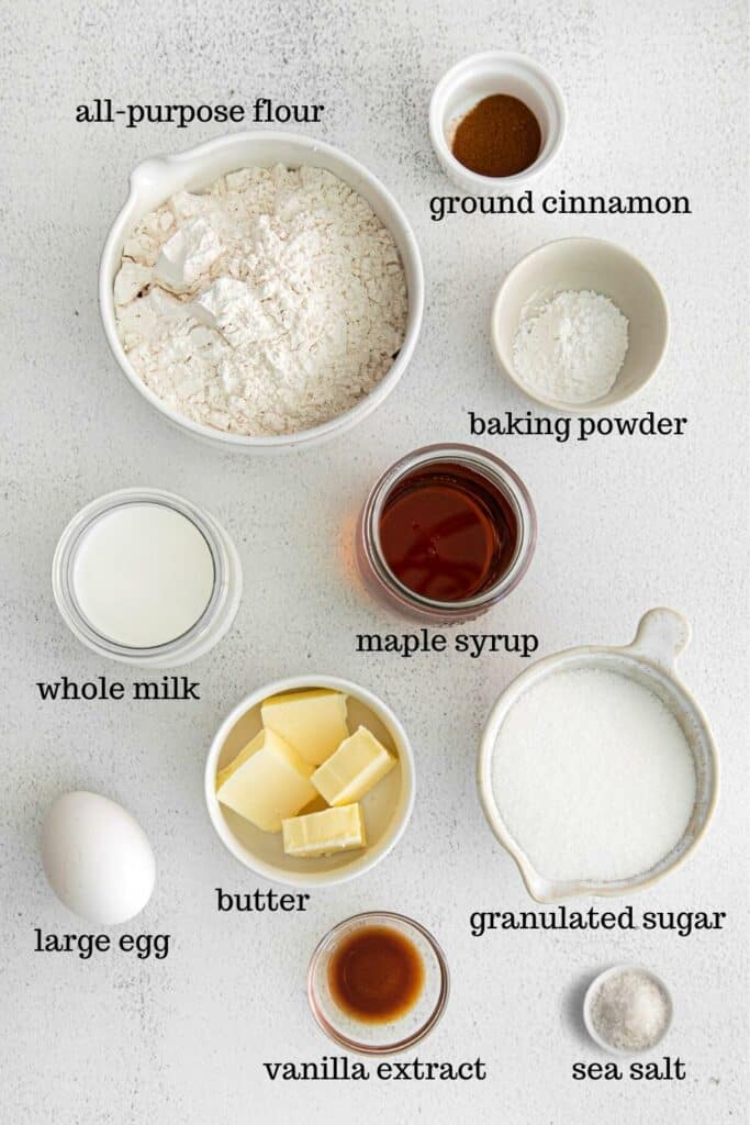Ingredients for maple donuts recipe.