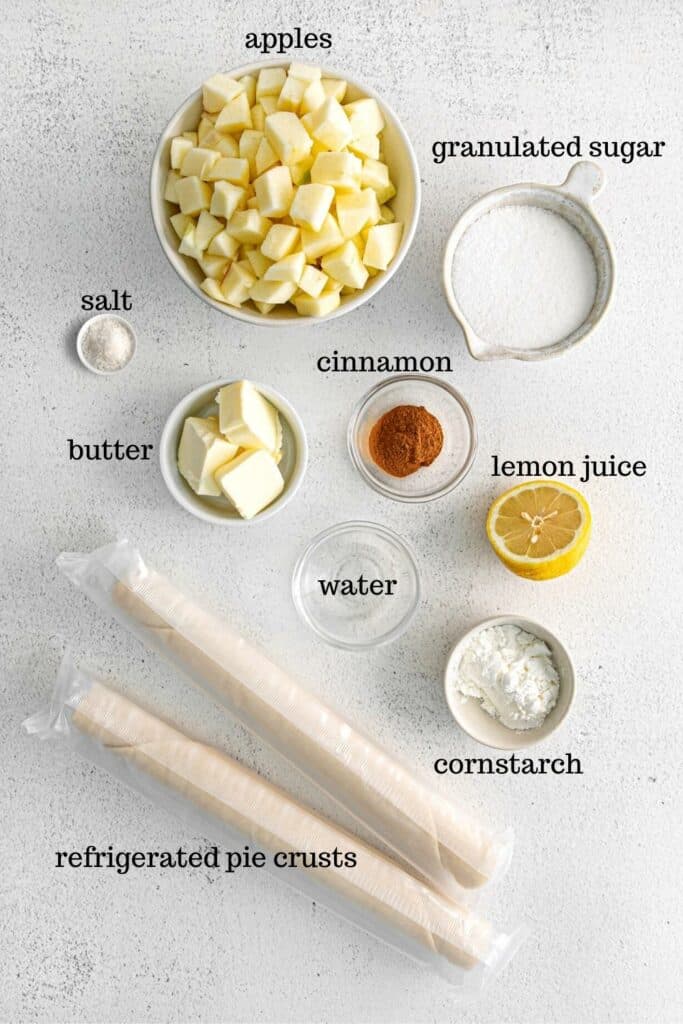Ingredients for apple pop tarts recipe.