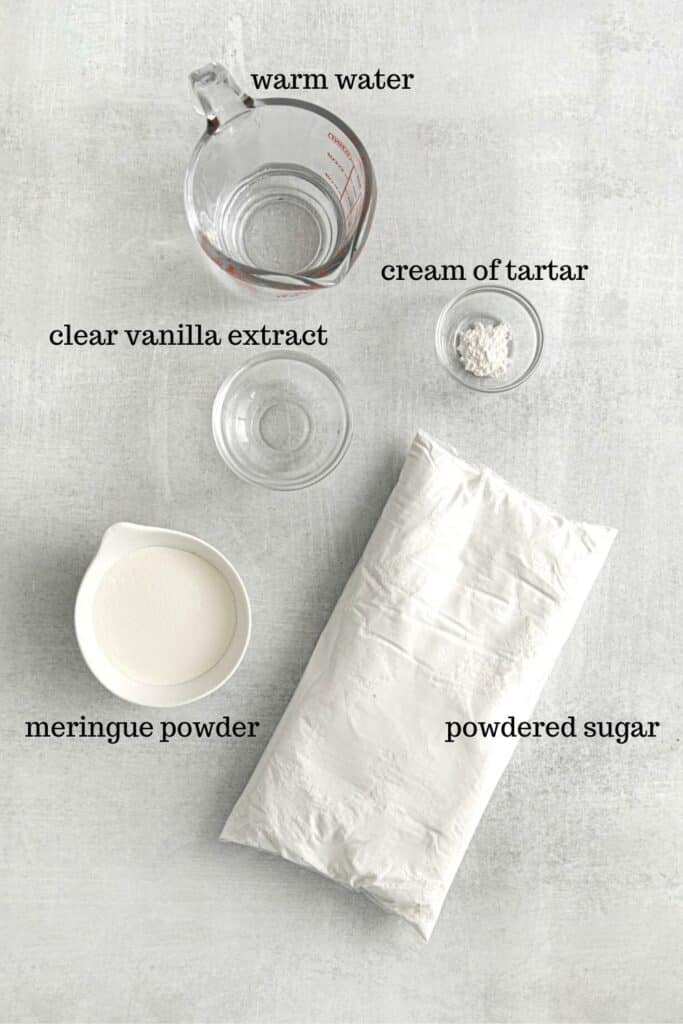 Ingredients for royal icing.