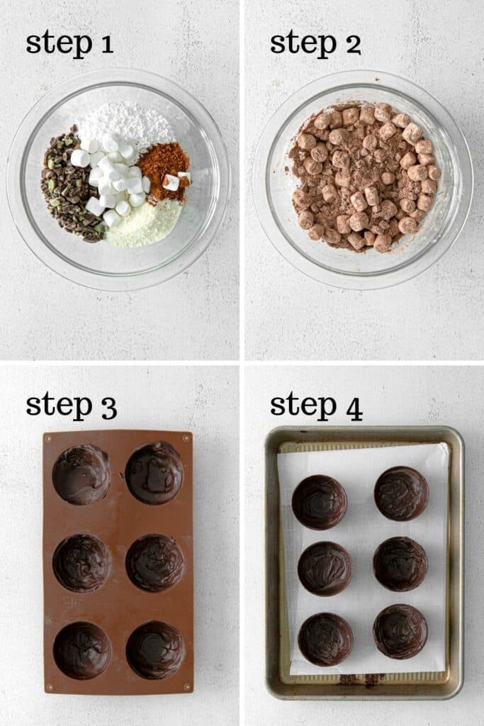 How to make hot chocolate bombs: chocolate milk mix and chocolate shells.