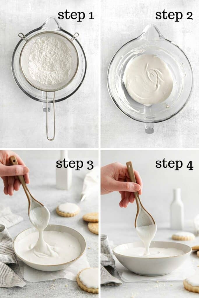 How to make thick consistency royal icing as well as flood consistency icing.