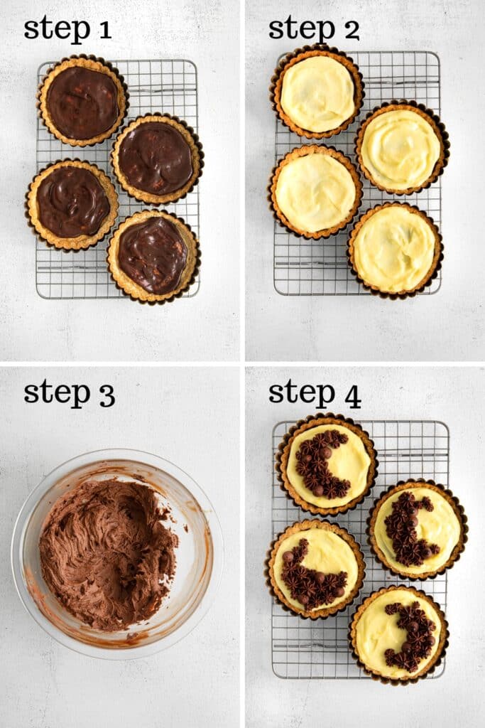 How to assemble and decorate pastry cream tartlets in 4 easy steps.