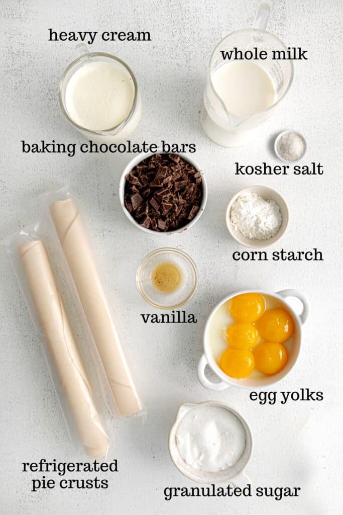 Ingredients for making mini custard tarts (pastry cream tartlets).