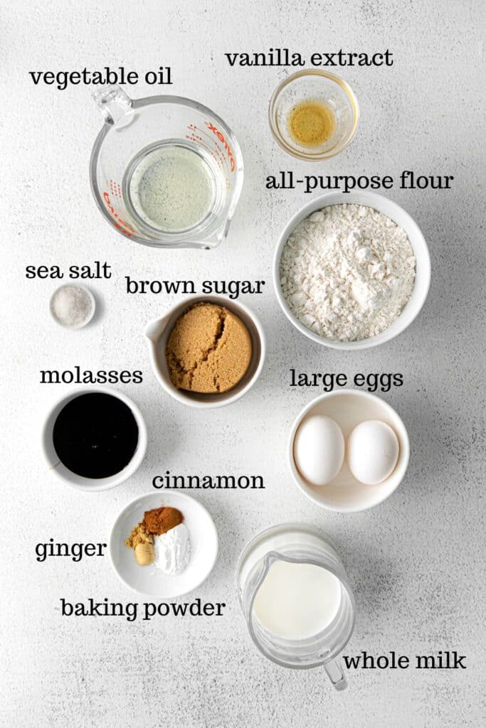 Ingredients for making traditional Christmas gingerbread cupcakes.