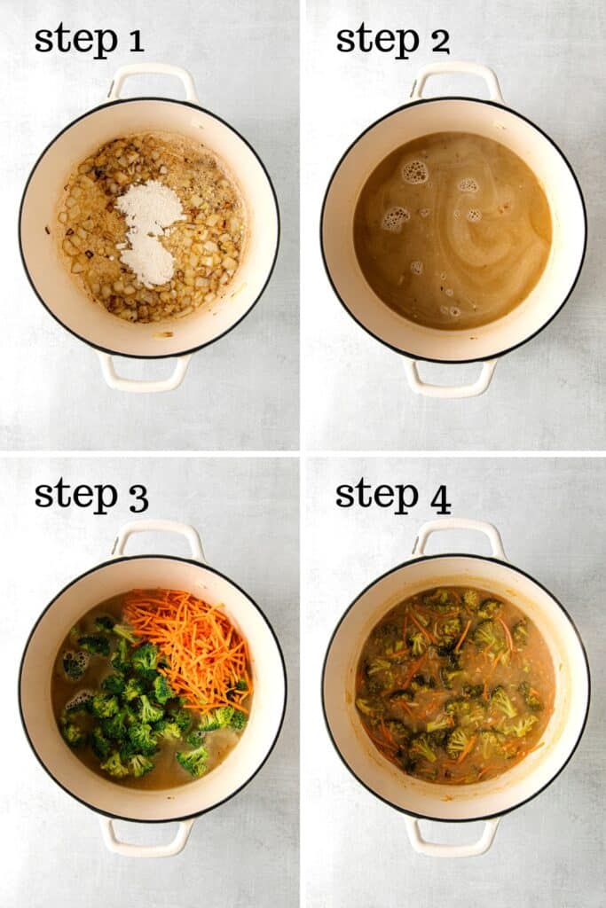 How to make broccoli cheddar soup, step by step.
