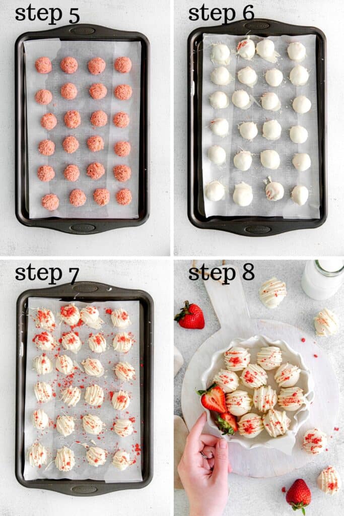 How to form cake balls and coat them in white chocolate for cake truffles.