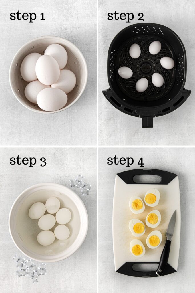 How to hard boil eggs in an air fryer, step by step.