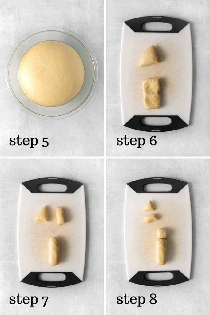 How to shape Easter Bunny bread rolls, step by step.