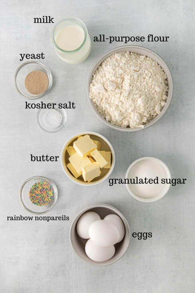 Ingredients for Italian Easter bread recipe.