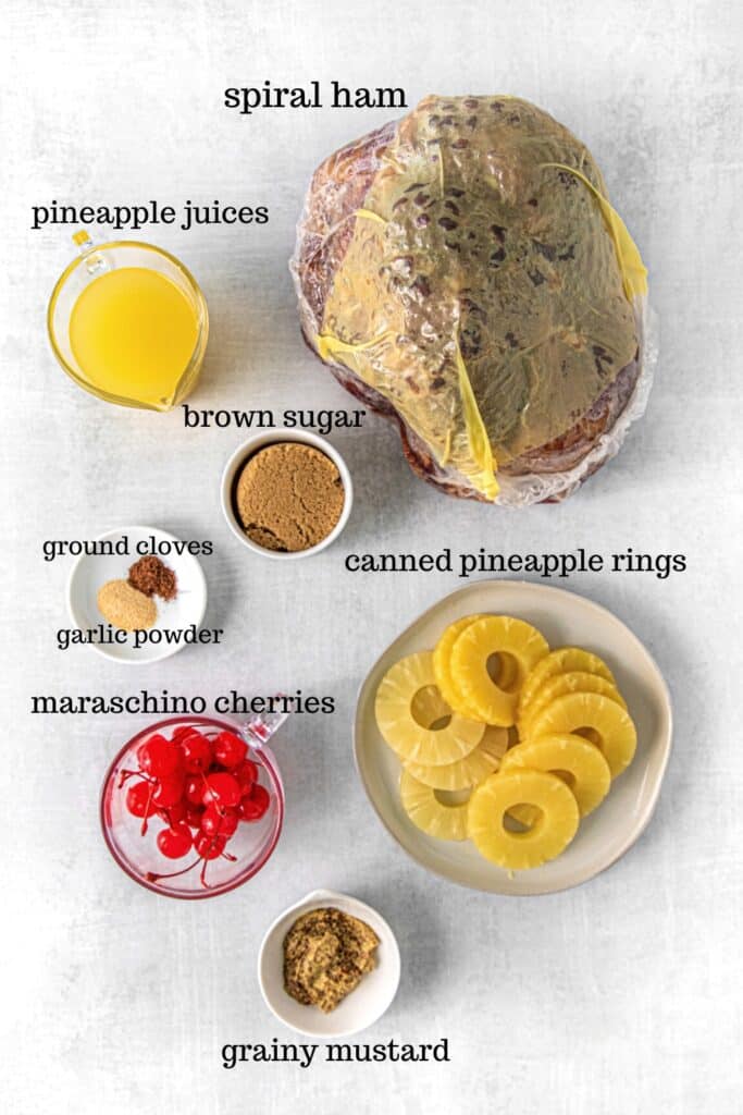 Ingredients for brown sugar pineapple ham.