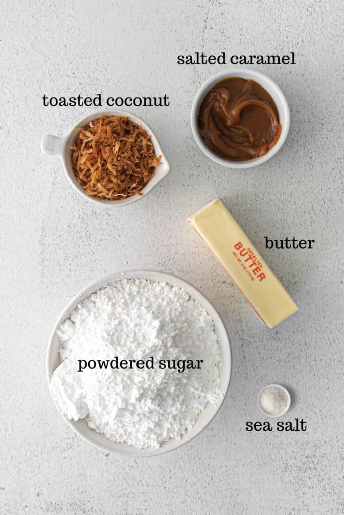 Ingredients for caramel buttercream frosting.