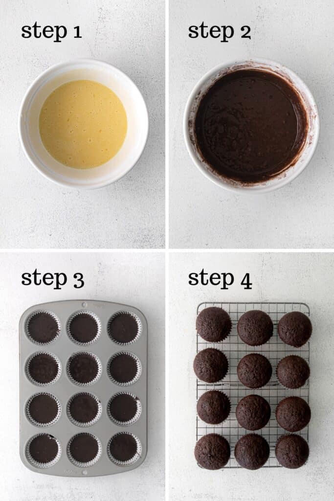 How to make German chocolate cupcakes, step by step.