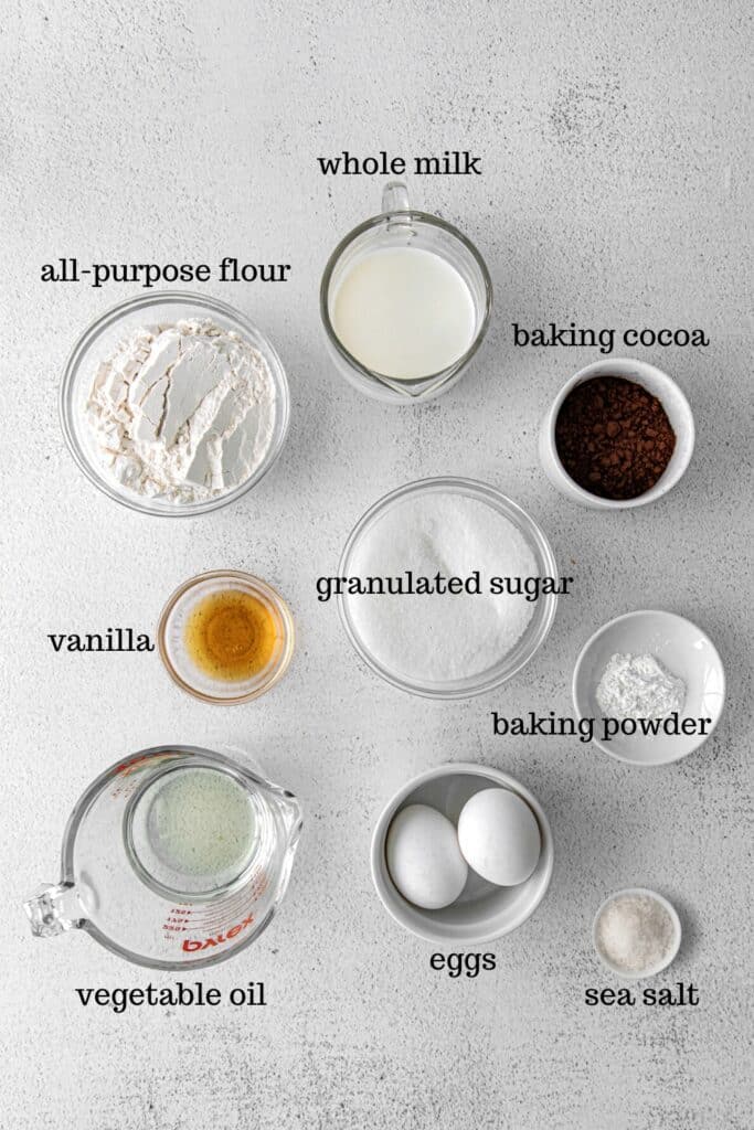 Ingredients for German chocolate cupcakes.