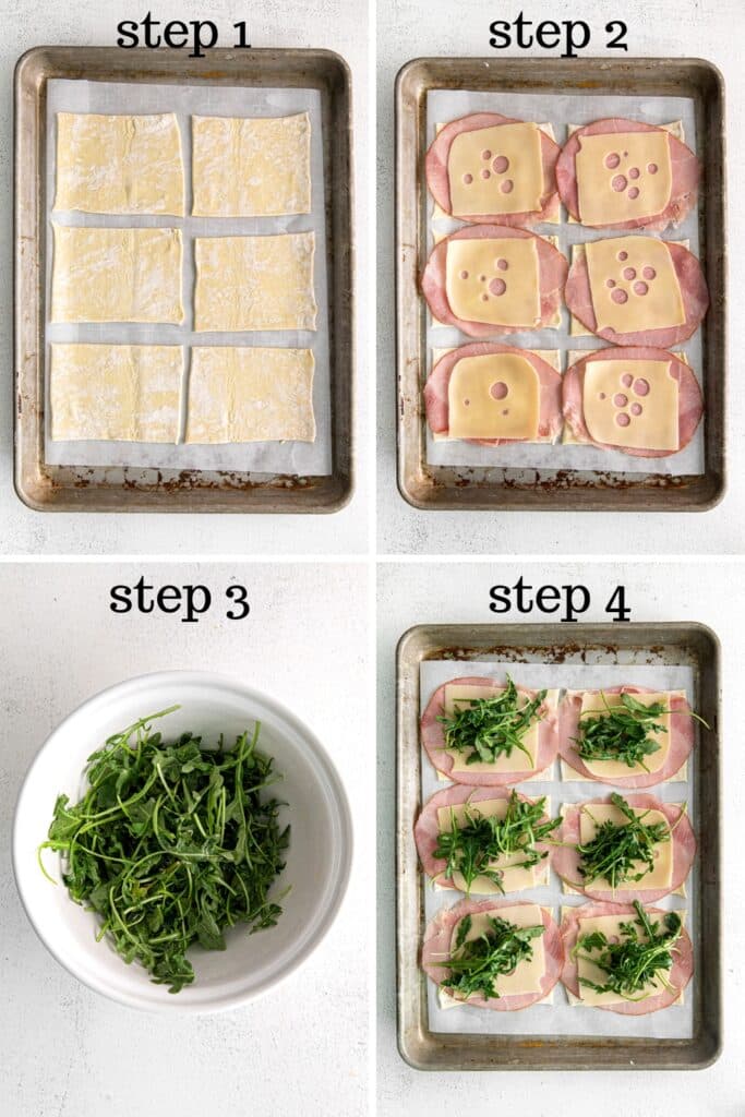 How to make homemade hot pockets - ham and cheese puff pastry, step by step.