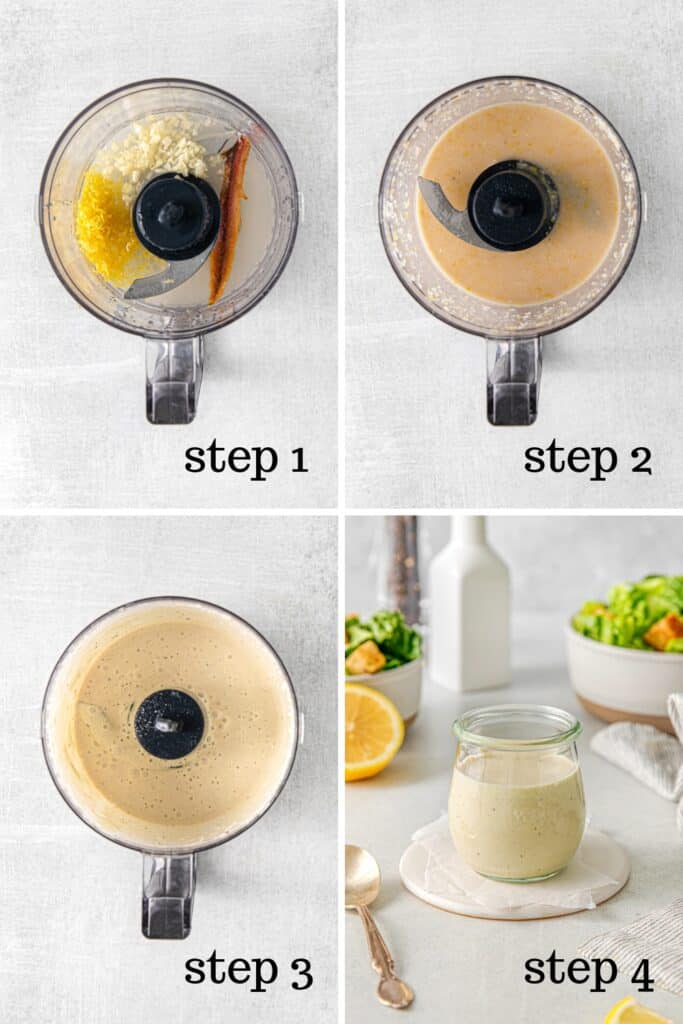 How to make healthy Caesar dressing, step by step.