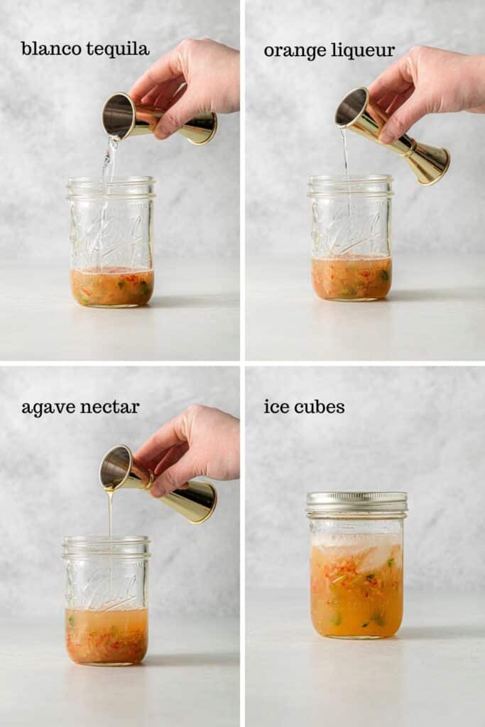How to make a spicy strawberry jalapeño Margarita in a mason jar.
