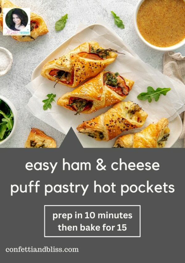 Web Story cover image for ham and cheese puff pastry recipe.