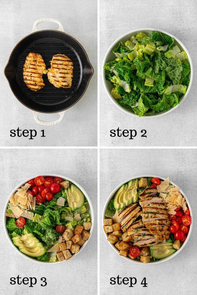 How to make a healthy grilled chicken Caesar salad.