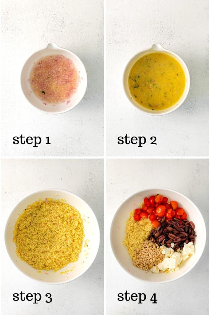 How to make lemon orzo salad, step by step.