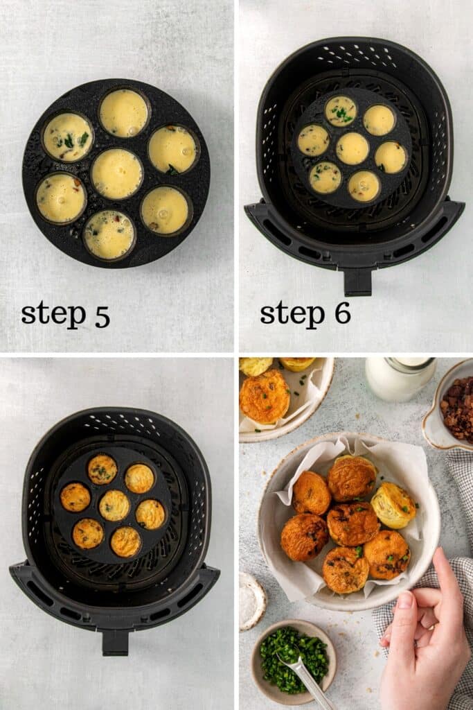 How to make air fryer egg bites, step by step.