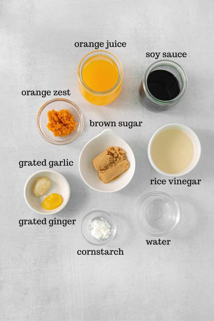 Ingredients for a classic orange sauce.