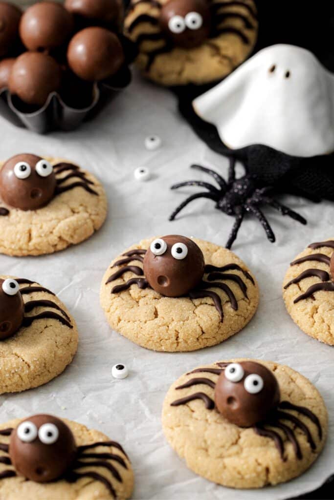 Halloween peanut butter spider cookies.