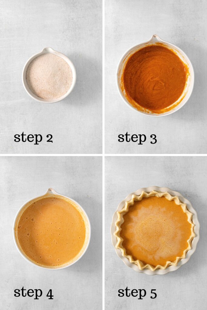 How to prepare the filling for a Libby's Pumpkin Pie in 4 easy steps.