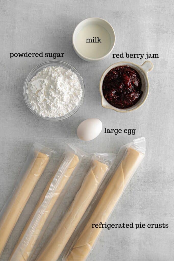 The 5 ingredients for mummy Halloween pop tarts recipe.