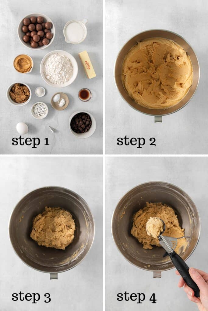 How to make peanut butter cookie dough for Halloween spider cookies.