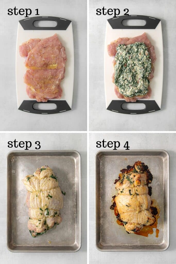 How to prepare a stuffed turkey breast roast, step by step, and bake it.