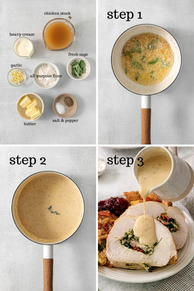 How to make sage brown butter gravy for stuffed turkey breast.