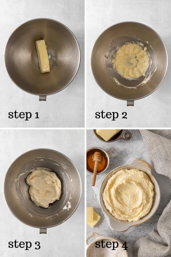 How to make whipped honey butter, step by step.