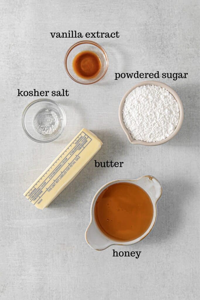 Ingredients for whipped honey butter recipe.