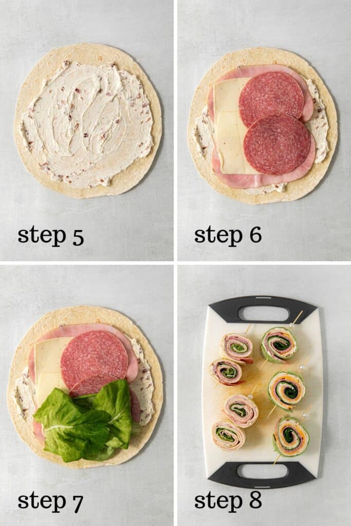 How to make pinwheel sandwiches, step by step.
