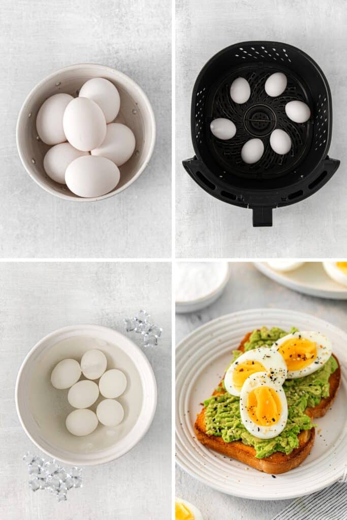How to make air fryer hard boiled eggs, step by step.