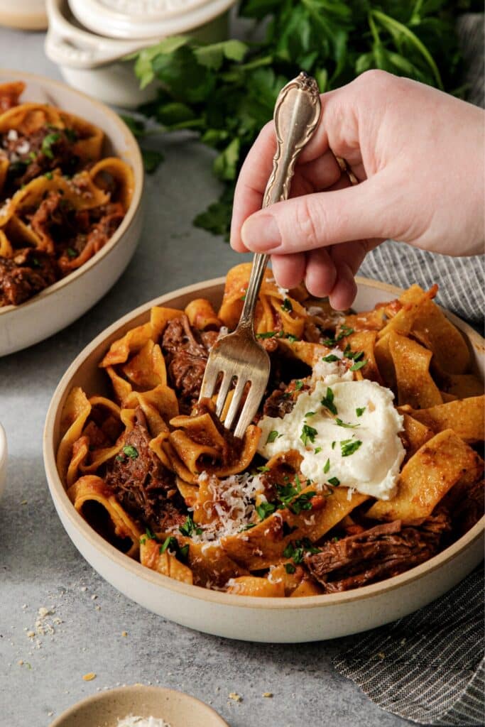 A serving of short rib pappardelle.